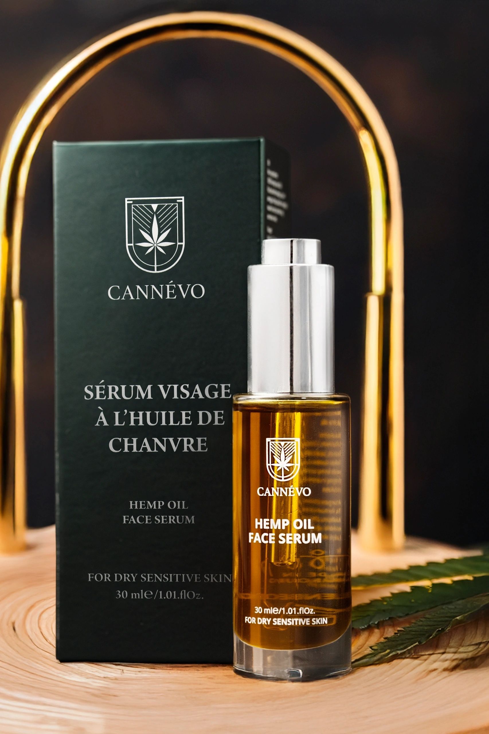Cannevo Hemp Oil Face Serum — luxury amber bottle